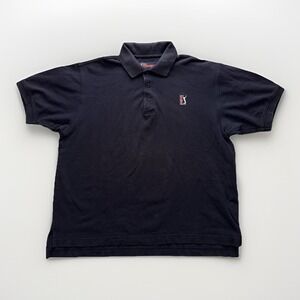 Vintage PGA Tour Golf Polo Shirt Large Navy Blue Embroidered Logo Casual Preppy